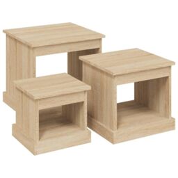 Berkfield Home Nesting Tables 3 pcs Sonoma Oak Engineered Wood in Brown - thumbnail 2