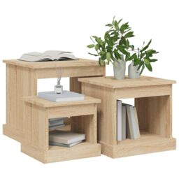Berkfield Home Nesting Tables 3 pcs Sonoma Oak Engineered Wood in Brown - thumbnail 4