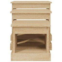 Berkfield Home Nesting Tables 3 pcs Sonoma Oak Engineered Wood in Brown - thumbnail 6