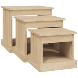 Berkfield Home Nesting Tables 3 pcs Sonoma Oak Engineered Wood in Brown - thumbnail 5