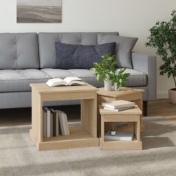 Berkfield Home Nesting Tables 3 pcs Sonoma Oak Engineered Wood in Brown - thumbnail 3
