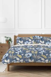 Copenhagen Home 'Mia' Floral Polycotton Duvet Cover Set in Blue - Size: Super King - thumbnail 1
