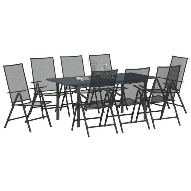 Berkfield Home Modern 9 Piece Garden Dining Set Anthracite Steel in Dark Grey - image 1