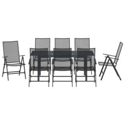 Berkfield Home Modern 9 Piece Garden Dining Set Anthracite Steel in Dark Grey - thumbnail 7