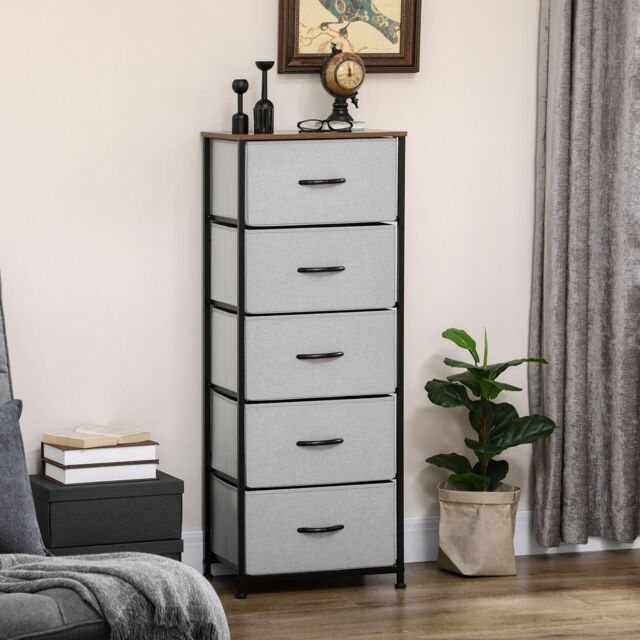 HOMCOM Chest of Drawers Cloth Organizer with 5 Fabric Drawers Steel Frame in Grey - image 1