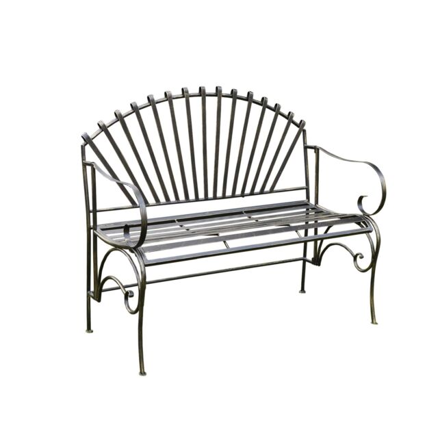 Melody Maison Large Ornate Black Metal Garden Bench 103cm - image 1