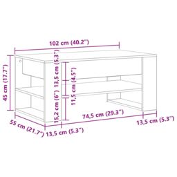 Berkfield Home Coffee Table Artisan oak Solid oak wood Medium Coffee Table in Brown - thumbnail 9