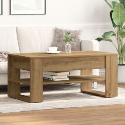 Berkfield Home Coffee Table Artisan oak Solid oak wood Medium Coffee Table in Brown