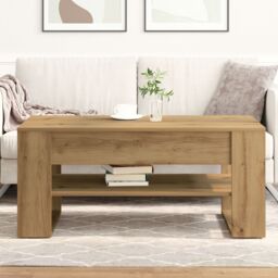 Berkfield Home Coffee Table Artisan oak Solid oak wood Medium Coffee Table in Brown - thumbnail 4