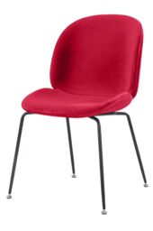 Fusion Living Luxurious Velvet Dining Chair with Black Metal Legs in Red - thumbnail 2
