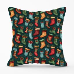 Warren Reed - Designer Christmas Stockings Outdoor Cushion in Green - Size: 45 cm x 45 cm - thumbnail 1