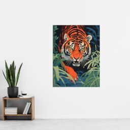 "Artery8 Wall Art Print Jungle Tiger Prowling Stalking Pouncing Animal Nature Artwork Painting Poster - Size: W18"" x H24""" - thumbnail 4