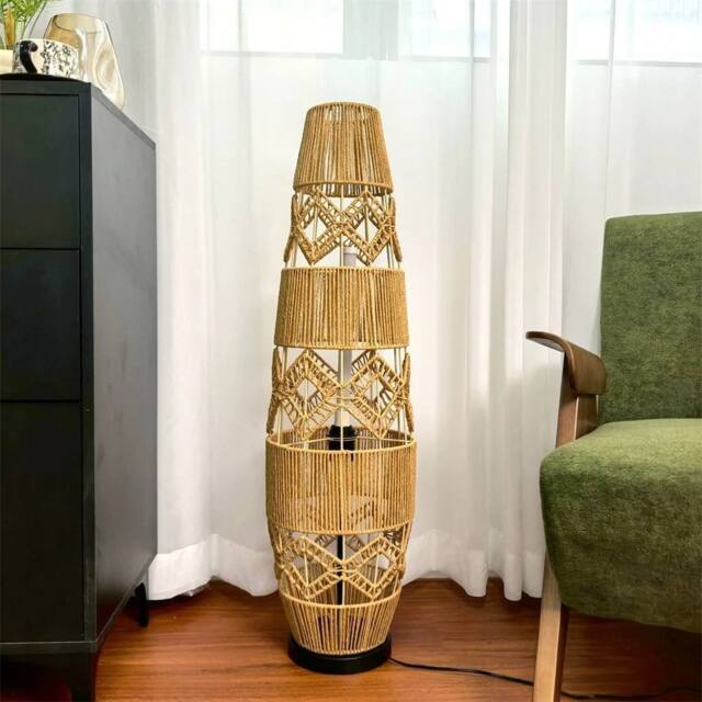 Kelvenix Tall Vintage Retro Wicker Floor Lamp in Natural - image 1