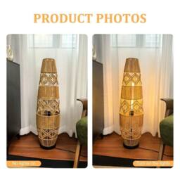 Kelvenix Tall Vintage Retro Wicker Floor Lamp in Natural - thumbnail 5