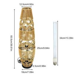 Kelvenix Tall Vintage Retro Wicker Floor Lamp in Natural - thumbnail 2