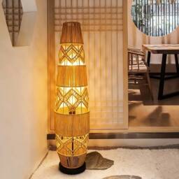 Kelvenix Tall Vintage Retro Wicker Floor Lamp in Natural - thumbnail 3