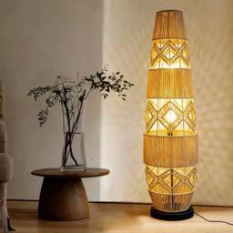 Kelvenix Tall Vintage Retro Wicker Floor Lamp in Natural - thumbnail 4
