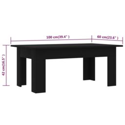 Berkfield Home Coffee Table Black 100x60x42 cm Engineered Wood - Size: 100 x 60 x 42 cm - thumbnail 6