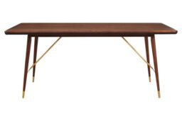 Orsina Stunning Design Walnut Wood & Brass Finish Dining Table, Durable Small Dining Table, Sleek Modern Table in Brown - thumbnail 7