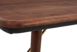 Orsina Stunning Design Walnut Wood & Brass Finish Dining Table, Durable Small Dining Table, Sleek Modern Table in Brown - thumbnail 5