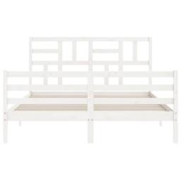 Berkfield Home Beautiful Bed Frame with Headboard White 160x200 cm Solid Wood - thumbnail 6