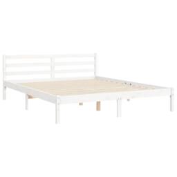 Berkfield Home Beautiful Bed Frame with Headboard White 160x200 cm Solid Wood - thumbnail 8