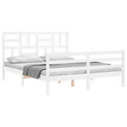 Berkfield Home Beautiful Bed Frame with Headboard White 160x200 cm Solid Wood - thumbnail 5