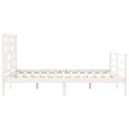 Berkfield Home Beautiful Bed Frame with Headboard White 160x200 cm Solid Wood - thumbnail 7