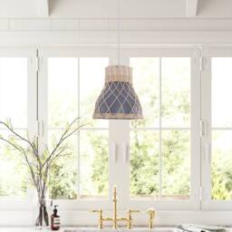 Living and Home Handmade Rattan Pendant Light Natural Woven Ceiling Lamp in Grey - thumbnail 7