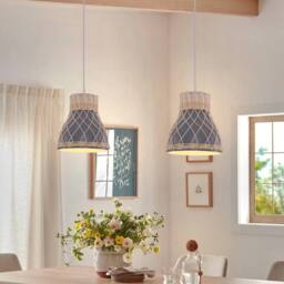 Living and Home Handmade Rattan Pendant Light Natural Woven Ceiling Lamp in Grey