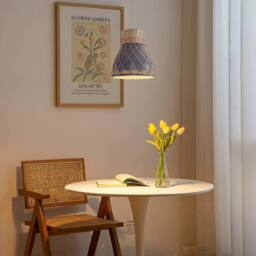 Living and Home Handmade Rattan Pendant Light Natural Woven Ceiling Lamp in Grey - thumbnail 2