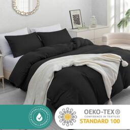 Grace Premium Microfiber Reversible Duvet Cover Set Ultrasoft Bedding in Black - Size: King - thumbnail 5