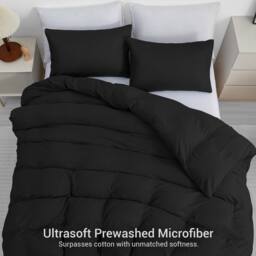 Grace Premium Microfiber Reversible Duvet Cover Set Ultrasoft Bedding in Black - Size: King - thumbnail 2