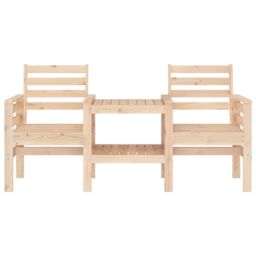 Berkfield Home Garden Bench with Table 2-Seater Solid Wood Pine in Brown - thumbnail 3
