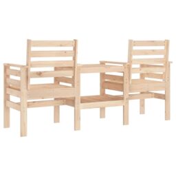 Berkfield Home Garden Bench with Table 2-Seater Solid Wood Pine in Brown - thumbnail 5