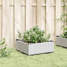 Berkfield Home Garden Planter with Pegs White 42.5x42.5x28.5 cm PP - thumbnail 3