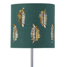 First Choice Lighting Chrome Stick Table Lamp with Dark Green Fern Cut Out Shade in Silver - thumbnail 2