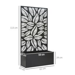 OUTSUNNY Garden Bed with Privacy Screen, Metal Raised Planter in Black - thumbnail 3