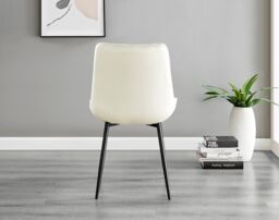 FurnitureboxUK Carson White Marble Effect Dining Table & 6 Pesaro Black Leg Chairs in Cream - thumbnail 6