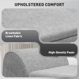 EONLION Storage Ottoman with Armrest, Linen Storage Bench in Light Grey - Size: 100 cm - thumbnail 3