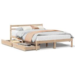 Berkfield Home Bed Frame without Mattress 120x190 cm Small Double Solid Wood Pine in Brown - thumbnail 2