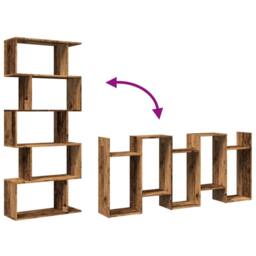 Berkfield Home Room Divider Bookcase 5-Tier Old Wood 70x24x161 cm Engineered Wood in Brown - Size: 70 x 24 x 161 cm - thumbnail 8