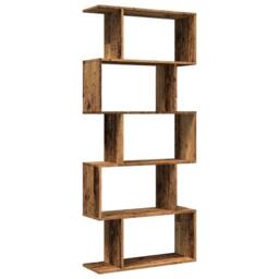 Berkfield Home Room Divider Bookcase 5-Tier Old Wood 70x24x161 cm Engineered Wood in Brown - Size: 70 x 24 x 161 cm - thumbnail 7