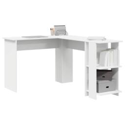 Berkfield Home White Corner Desk with Storage White 140x113, 5x75cm - Size: 5x75 cm