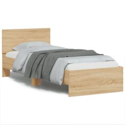 Berkfield Home Bed Frame with Headboard Sonoma Oak 90x190 cm Single Engineered wood in Brown