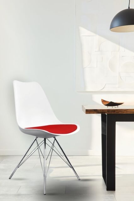 Fusion Living Soho Plastic Dining Chair with Chrome Metal Legs in Red - image 1