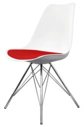 Fusion Living Soho Plastic Dining Chair with Chrome Metal Legs in Red - thumbnail 2