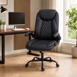 STILVORA Office Chair with Flip-Up Armrests Black