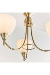 Netlighting Alton 3 Light Multi Arm Ceiling Pendant Antique Brass Opal Glass E14 in Gold - thumbnail 4