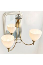 Netlighting Alton 3 Light Multi Arm Ceiling Pendant Antique Brass Opal Glass E14 in Gold - thumbnail 2
